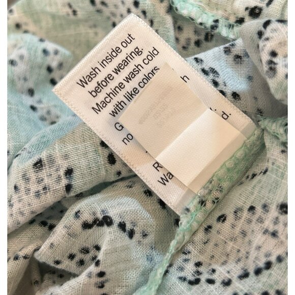 NWOT Lauren Conrad Green Printed Bohemian Blouse XS Off Shoulder Beachy Casual - Picture 6 of 6